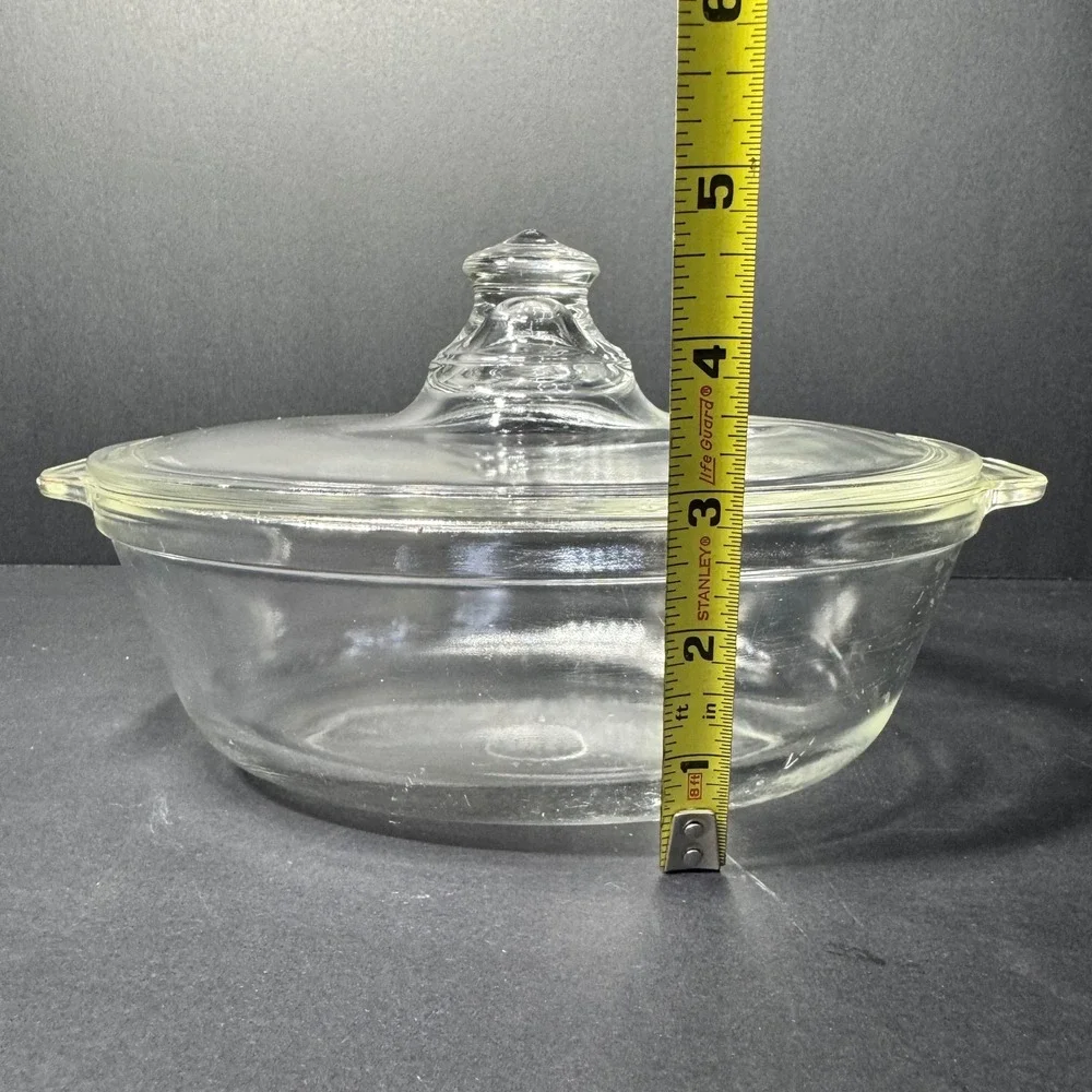 Vintage Pyrex 043 Clear Glass Oval Casserole Dish with Lid 1.5 Quart USA Made‎